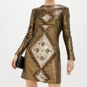 NWT Ralph Lauren fully sequined/beaded gold dress